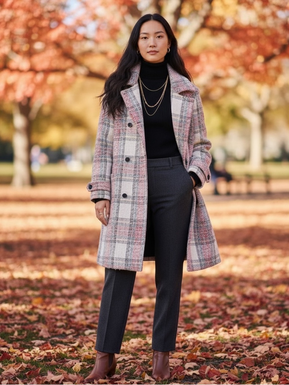 Joie Plaid Double-Breasted Pea Coat S